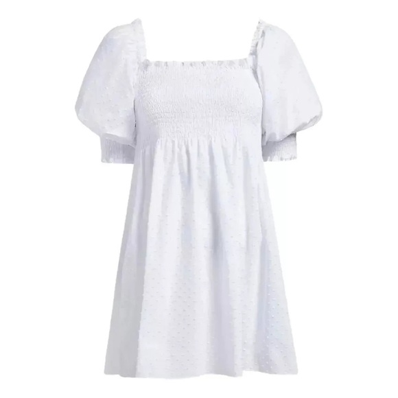 NWT Hill House Athena Nap Mini Graduation Bridal Dress Sheer White Swiss Dot S - Picture 3 of 5
